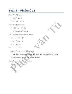Toán 8  Phiếu bài tập số 16
